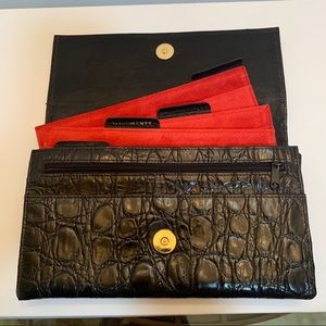 Donna Karan Leather embossed passport folio